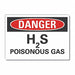 H(2)S Poisonous Gas Danger Lbl 10x14in