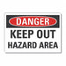 Hazard Area Danger Rflct Label 5inx7in