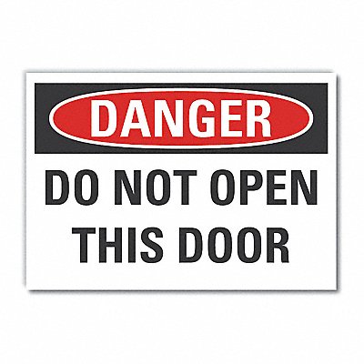 Door Instruction Danger Label 3 1/2x5in