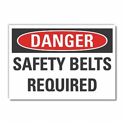 Safety Belt Danger Lbl 3.5x5in Polyest