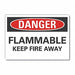 Flammabl Mtrl Danger Lbl 10x14in Polyest