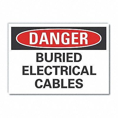 Buried Cable Danger Rflct Lbl 10inx14in