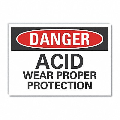 Acid Danger Label 5 in x 7 in Polyester