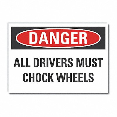 Chock Wheels Danger Rflct Lbl 3.5inx5in