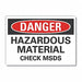 Hazardous Mtrl Danger Rflct Lbl 7x10in