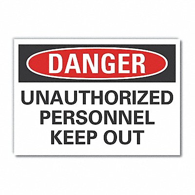 Auth Person Danger Lbl 10inx14in Polyest