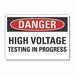 High Voltage Danger Label 7x10in Polyest