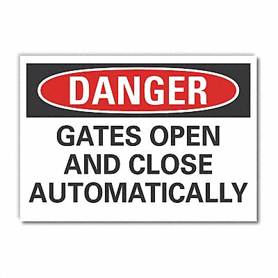 Gate Operation Danger Label 3 1/2x5in