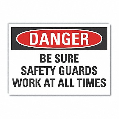 Safety Guards Danger Rflct Label 7x10in