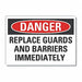 Machine Guards Danger Rflct Lbl 10x14in