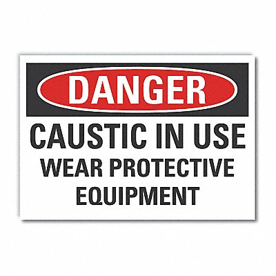 Caustic Danger Label 3.5x5in Polyester