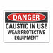 Caustic Danger Label 3.5x5in Polyester