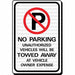 Sign No Park Unauthorized Vehicle Tow HD