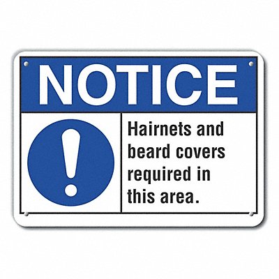 Plstic Hair Coverage Notice Sign 10x14in