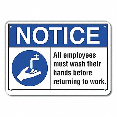 Plastic Wash Hands Notice Sign 7x10in