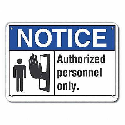 Auth Personnel Note Sign 10x14in Plastic