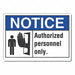 Auth Personnel Notice Rflctv Lbl 5inx7in