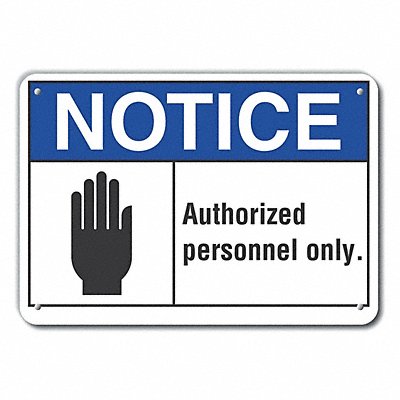 Rflct Auth Personnel Notice Sign 10x14in