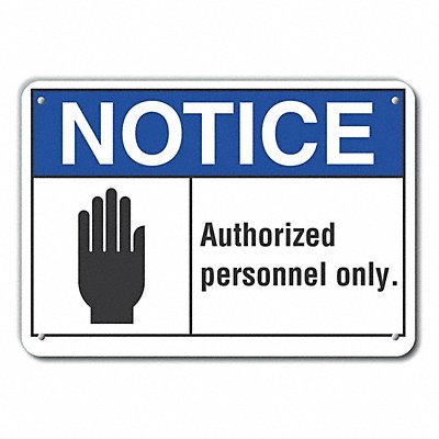 Auth Personnel Note Sign 7x10in Plastic