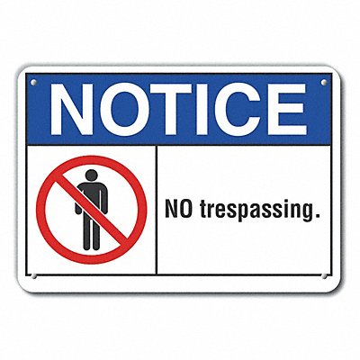 No Trespassing Notice Sign 7x10in Plstc