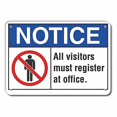 Aluminum Visitors Notice Sign 7x10in