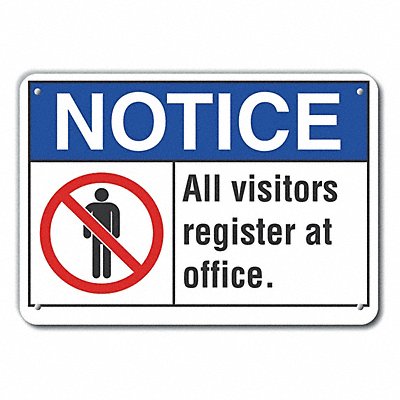 Rflctv Visitors Notice Sign 7x10in Alum
