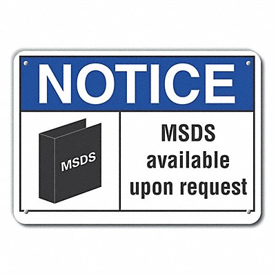 Rflct Msds Info Notice Sign 10x14in Alum