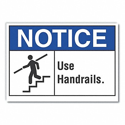 Handrail Notice Rflctv Label 10inx14in