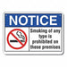 No Smoking Notice Sign 10inx14in Alum