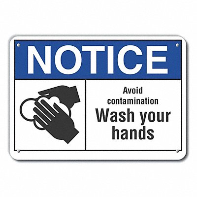 Rflct Wash Hands Notice Sign 7x10in Alum