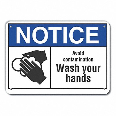 Plastic Wash Hands Notice Sign 7x10in