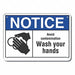 Aluminum Wash Hands Notice Sign 7x10in