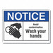 Wash Hands Notice Lbl 10x14in Polyester