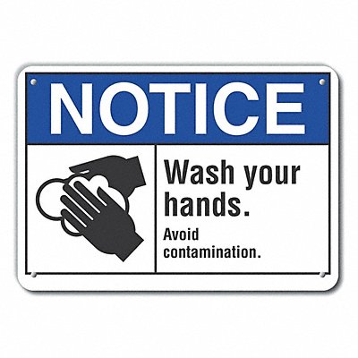 Plastic Wash Hands Notice Sign 10x14in