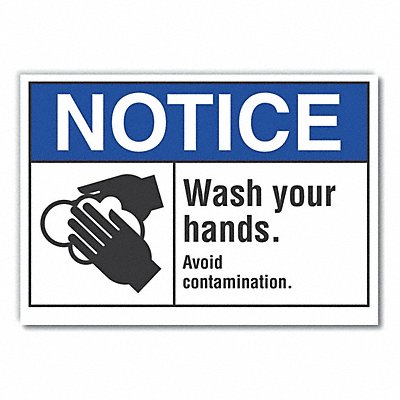 Wash Hands Notice Reflective Label 5x7in