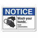 Wash Hands Notice Rflct Label 3 1/2x5in