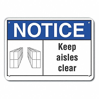 Aluminum Keep Clear Notice Sign 10x14in