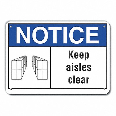 Plastic Keep Clear Notice Sign 7x10in