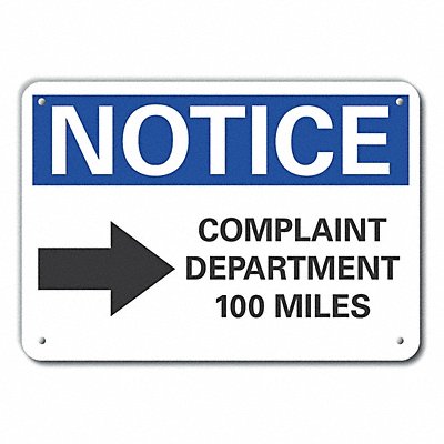 Rflctv Humor Notice Sign 7x10in Aluminum