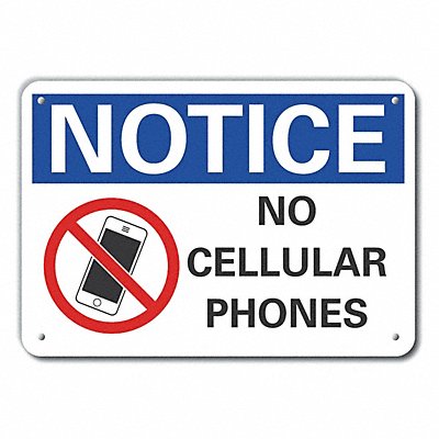 Aluminum No Phone Notice Sign 10x14in