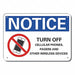 Plastic No Phones Notice Sign 10x14in