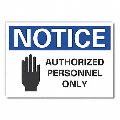 Auth Personnel Notice Rflctv Lbl 10x14in