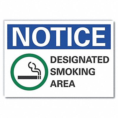 Smoking Area Notice Rflct Label 5inx7in