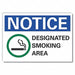 Smoking Area Notice Lbl 3.5x5in Polyest