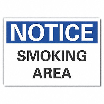 Smoking Area Notice Lbl 3.5x5in Polyest