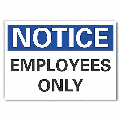 Employees Visitors Note RflctvLbl 5x7in