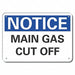 Aluminum Gas Cut Off Notice Sign 10x14in