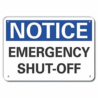 Plstc Emgcy Shut Off Notice Sign 10x14in