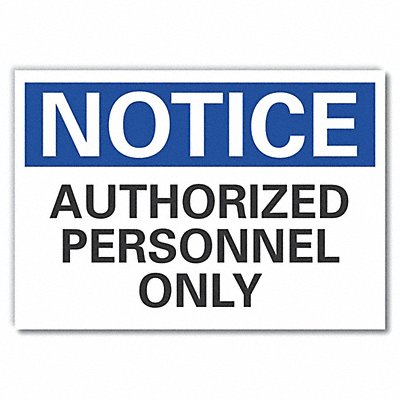 Auth Person Notice Lbl 7inx10in Polyest