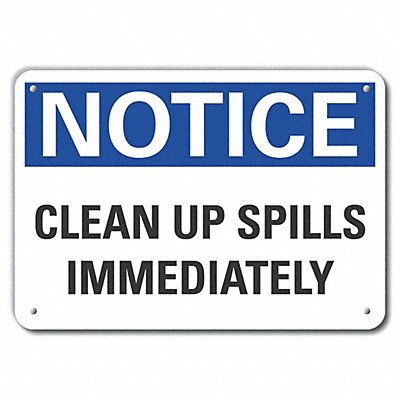 Alumin Spill Control Notice Sign 7x10in